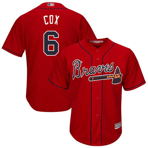 Braves #6 Bobby Cox Red Stitched MLB Jersey Braves #6 Bobby Cox Red Stitched MLB Jersey