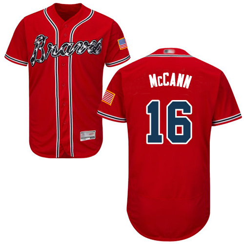 Braves #16 Brian McCann Red Flexbase Authentic Collection Stitched MLB Jersey Braves #16 Brian McCann Red Flexbase Authentic Collection Stitched MLB Jersey