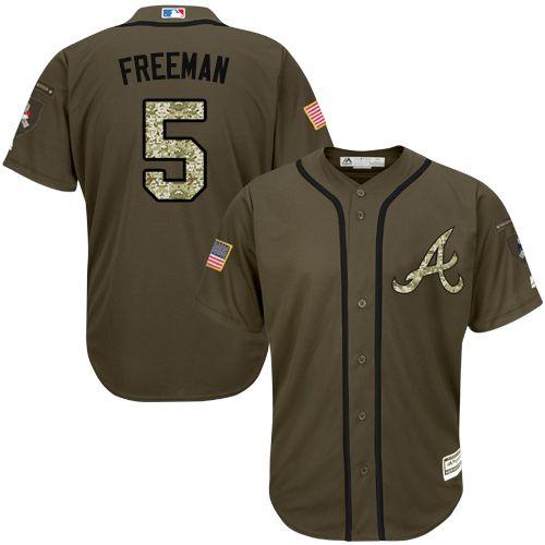 Braves #5 Freddie Freeman Green Salute to Service Stitched MLB Jersey Braves #5 Freddie Freeman Green Salute to Service Stitched MLB Jersey
