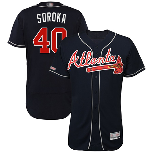 Braves #40 Mike Soroka Navy Blue Flexbase Authentic Collection Stitched MLB Jersey Braves #40 Mike Soroka Navy Blue Flexbase Authentic Collection Stitched MLB Jersey