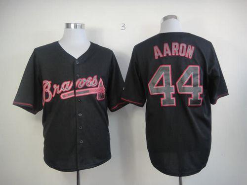 Braves #44 Hank Aaron Black Fashion Stitched MLB Jersey Braves #44 Hank Aaron Black Fashion Stitched MLB Jersey