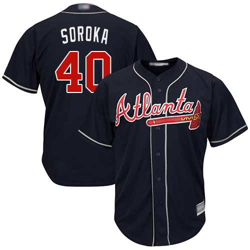 Braves #40 Mike Soroka Navy Blue New Cool Base Stitched MLB Jersey Braves #40 Mike Soroka Navy Blue New Cool Base Stitched MLB Jersey