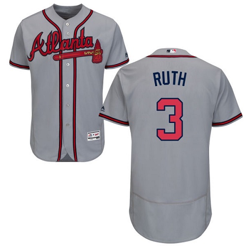 Braves #3 Babe Ruth Grey Flexbase Authentic Collection Stitched MLB Jersey Braves #3 Babe Ruth Grey Flexbase Authentic Collection Stitched MLB Jersey