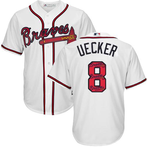 Braves #8 Bob Uecker White Team Logo Fashion Stitched MLB Jersey Braves #8 Bob Uecker White Team Logo Fashion Stitched MLB Jersey