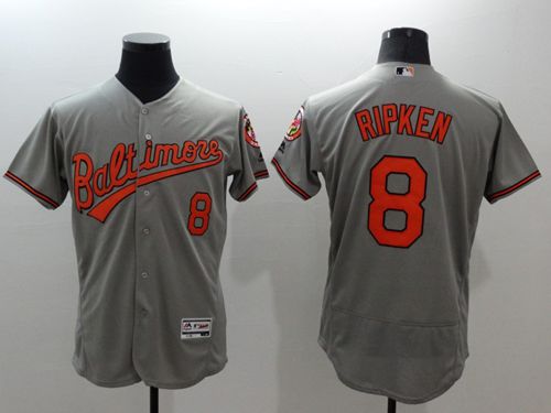 Orioles #8 Cal Ripken Grey Flexbase Authentic Collection Stitched MLB Jersey Orioles #8 Cal Ripken Grey Flexbase Authentic Collection Stitched MLB Jersey