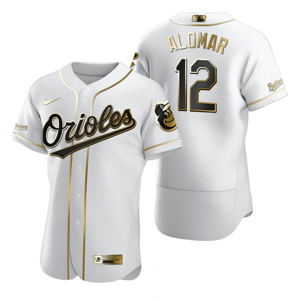 Baltimore Orioles #12 Roberto Alomar White Nike Men's Authentic Golden Edition MLB Jersey Baltimore Orioles #12 Roberto Alomar White Nike Men's Authentic Golden Edition MLB Jersey