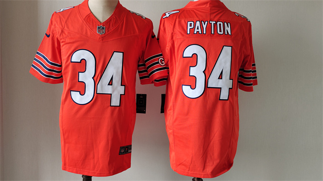 Men's Chicago Bears #34 Walter Payton Orange 2023 F.U.S.E. Limited Stitched NFL Jersey Men's Chicago Bears #34 Walter Payton Orange 2023 F.U.S.E. Limited Stitched NFL Jersey