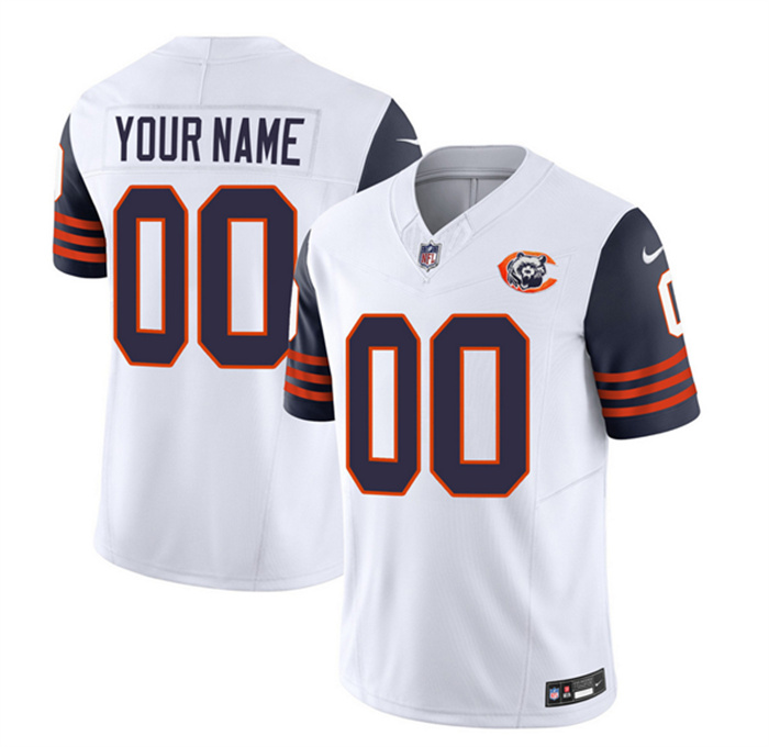 Men's Chicago Bears Active Player Custom 2023 F.U.S.E. White/Navy Throwback Limited Stitched Football Jersey Men's Chicago Bears Active Player Custom 2023 F.U.S.E. White/Navy Throwback Limited Stitched Football Jersey