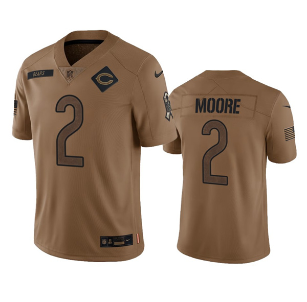 Men's Chicago Bears #2 DJ Moore 2023 Brown Salute To Service Limited Stitched Football Jersey Men's Chicago Bears #2 DJ Moore 2023 Brown Salute To Service Limited Stitched Football Jersey