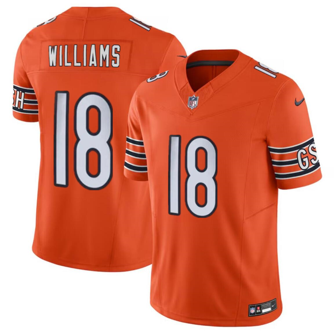 Men's Chicago Bears #18 Caleb Williams Orange 2024 Draft F.U.S.E. Vapor Stitched Football Jersey Men's Chicago Bears #18 Caleb Williams Orange 2024 Draft F.U.S.E. Vapor Stitched Football Jersey