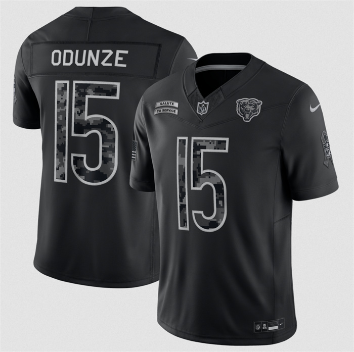 Men's Chicago Bears #15 Rome Odunze Black F.U.S.E. 2026 Salute to Service Limited Stitched Football Jersey