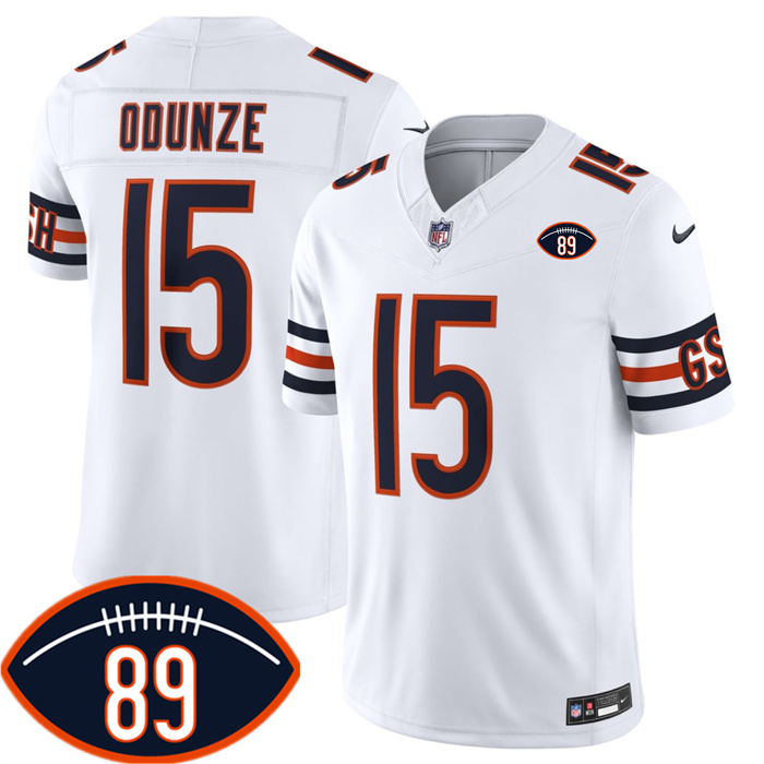 Men's Chicago Bears #15 Rome Odunze White 2026 F.U.S.E. With Mike Ditka 89 Patch Vapor Untouchable Limited Stitched Football Jersey