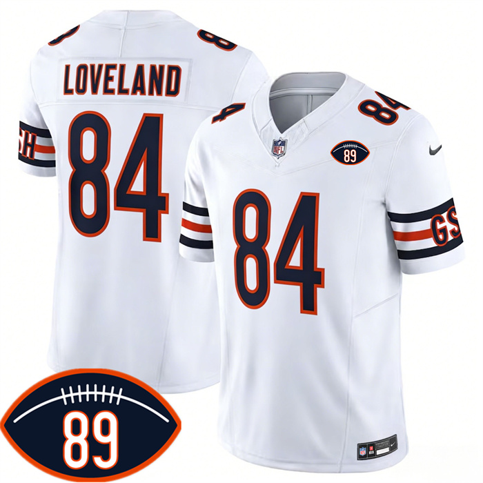 Men's Chicago Bears #84 Colston Loveland White 2026 F.U.S.E. With Mike Ditka 89 Patch Vapor Untouchable Limited Stitched Football Jersey