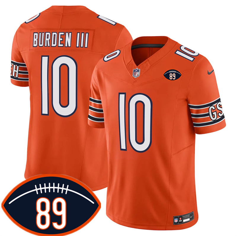 Men's Chicago Bears #10 Luther Burden III Orange 2026 F.U.S.E. With Mike Ditka 89 Patch Vapor Untouchable Limited Stitched Football Jersey