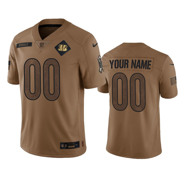 Men's Cincinnati Bengals Active Player Custom 2023 Brown Salute To Service Limited Stitched Jersey Men's Cincinnati Bengals Active Player Custom 2023 Brown Salute To Service Limited Stitched Jersey