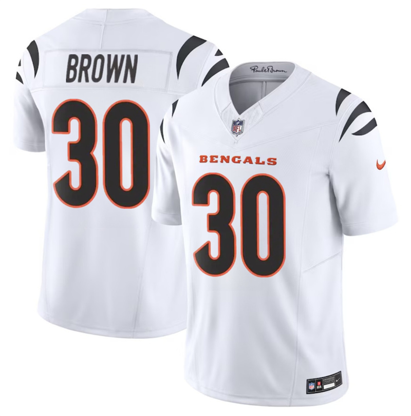 Men's Cincinnati Bengals #30 Chase Brown White 2024 F.U.S.E Vapor Untouchable Limited Stitched Jersey Men's Cincinnati Bengals #30 Chase Brown White 2024 F.U.S.E Vapor Untouchable Limited Stitched Jersey