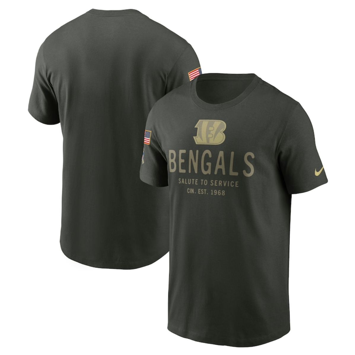 Men's Cincinnati Bengals Forest Green 2025 Salute to Service Sideline Primary Edge Dri-FIT T-Shirt Men's Cincinnati Bengals Forest Green 2025 Salute to Service Sideline Primary Edge Dri-FIT T-Shirt