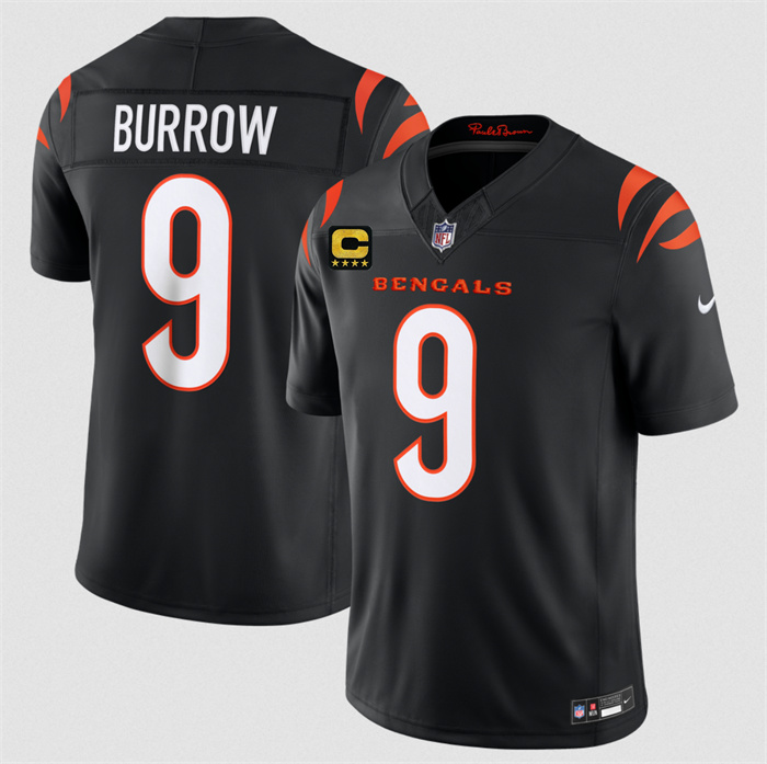Men's Cincinnati Bengals #9 Joe Burrow Black 2026 F.U.S.E. 4-Star C Patch Vapor Untouchable Limited Stitched Football Jersey