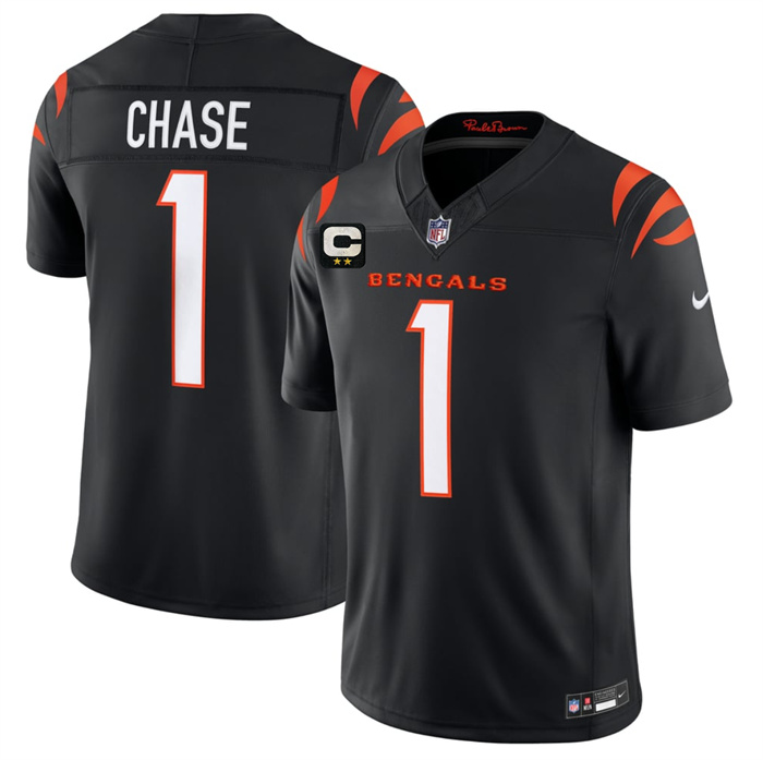 Men's Cincinnati Bengals #1 Ja'Marr Chase Black 2026 F.U.S.E. 2-Star C Patch Vapor Untouchable Limited Stitched Football Jersey