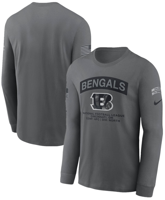 Men's Cincinnati Bengals Gray 2026 Salute to Service Long Sleeve T-Shirt