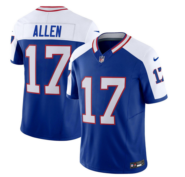 Men's Buffalo Bills #17 Josh Allen Blue/White 2023 F.U.S.E. Throwback Vapor Untouchable Limited Stitched Jersey Men's Buffalo Bills #17 Josh Allen Blue/White 2023 F.U.S.E. Throwback Vapor Untouchable Limited Stitched Jersey