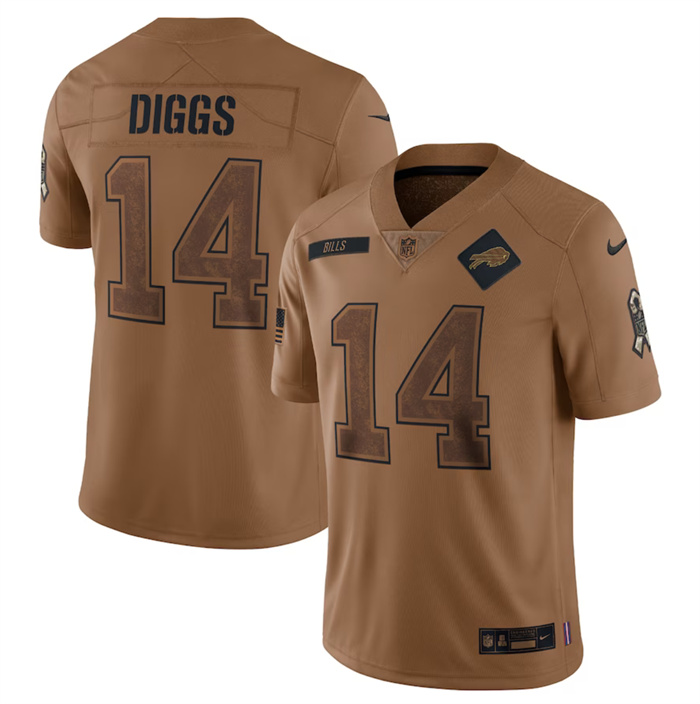 Men's Buffalo Bills #14 Stefon Diggs 2023 Brown Salute To Service Limited Football Jersey Men's Buffalo Bills #14 Stefon Diggs 2023 Brown Salute To Service Limited Football Jersey