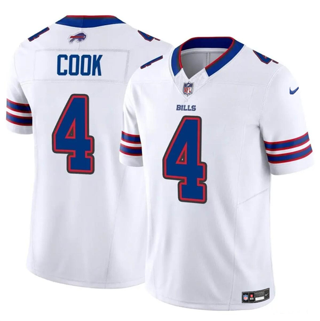 Men's Buffalo Bills #4 James Cook White 2023 F.U.S.E. Vapor Untouchable Limited Stitched Football Jersey Men's Buffalo Bills #4 James Cook White 2023 F.U.S.E. Vapor Untouchable Limited Stitched Football Jersey