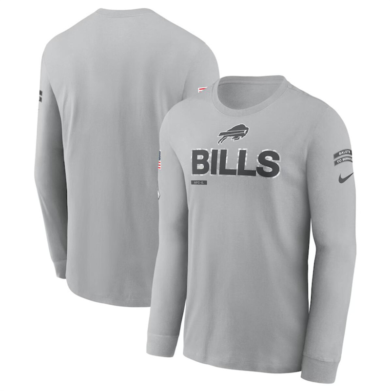 Men's Buffalo Bills 2024 Gray Salute To Service Long Sleeve T-Shirt Men's Buffalo Bills 2024 Gray Salute To Service Long Sleeve T-Shirt