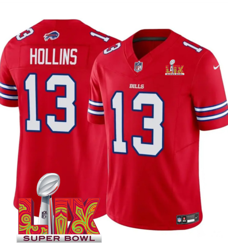 Men's Buffalo Bills #13 Mack Hollins Red F.U.S.E. 24/25 Super Bowl LIX Vapor Untouchable Limited Stitched Football Jersey