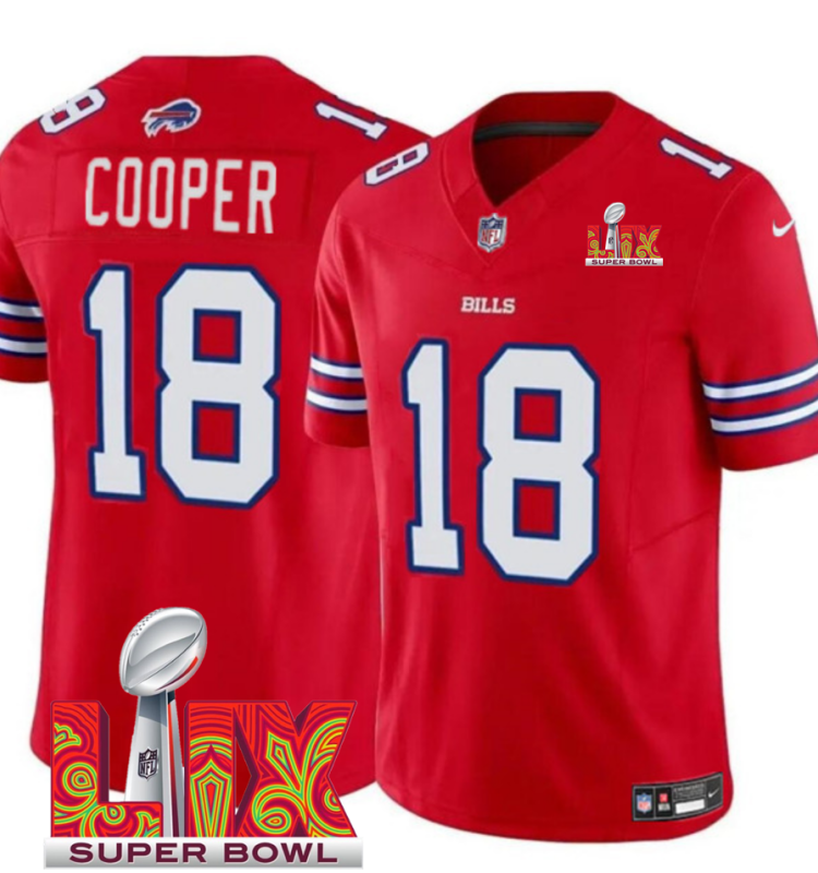 Men's Buffalo Bills #18 Amari Cooper Red F.U.S.E. 24/25 Super Bowl LIX Vapor Untouchable Limited Stitched Football Jersey
