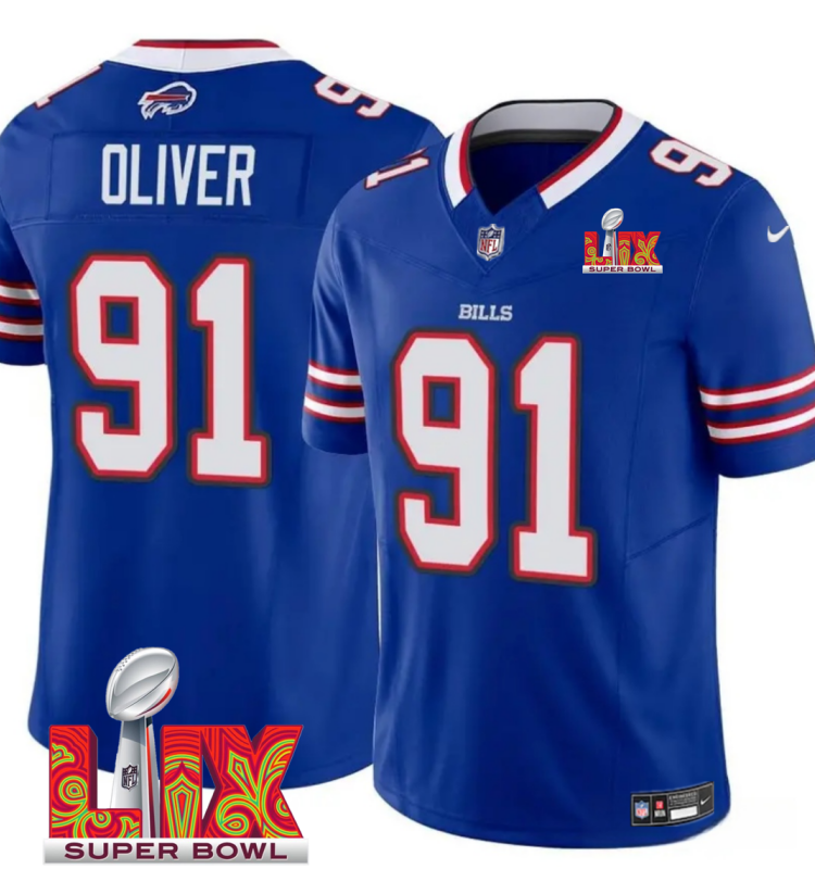 Men's Buffalo Bills #91 Ed Oliver Royal F.U.S.E. 24/25 Super Bowl LIX Vapor Untouchable Limited Stitched Football Jersey Men's Buffalo Bills #91 Ed Oliver Royal F.U.S.E. 24/25 Super Bowl LIX Vapor Untouchable Limited Stitched Football Jersey