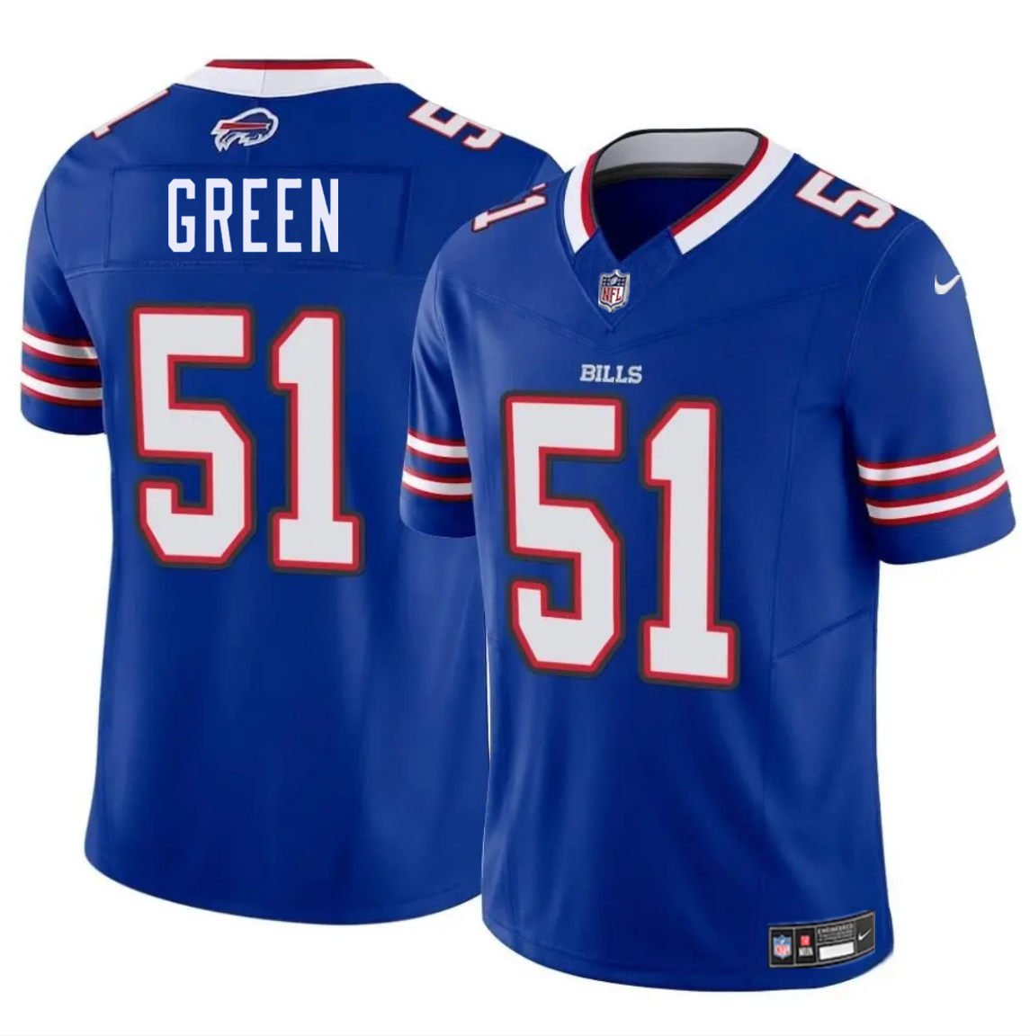 Men's Buffalo Bills #51 Kendrick Green Blue 2025 F.U.S.E. Vapor Untouchable Limited Stitched Football Jersey Men's Buffalo Bills #51 Kendrick Green Blue 2025 F.U.S.E. Vapor Untouchable Limited Stitched Football Jersey