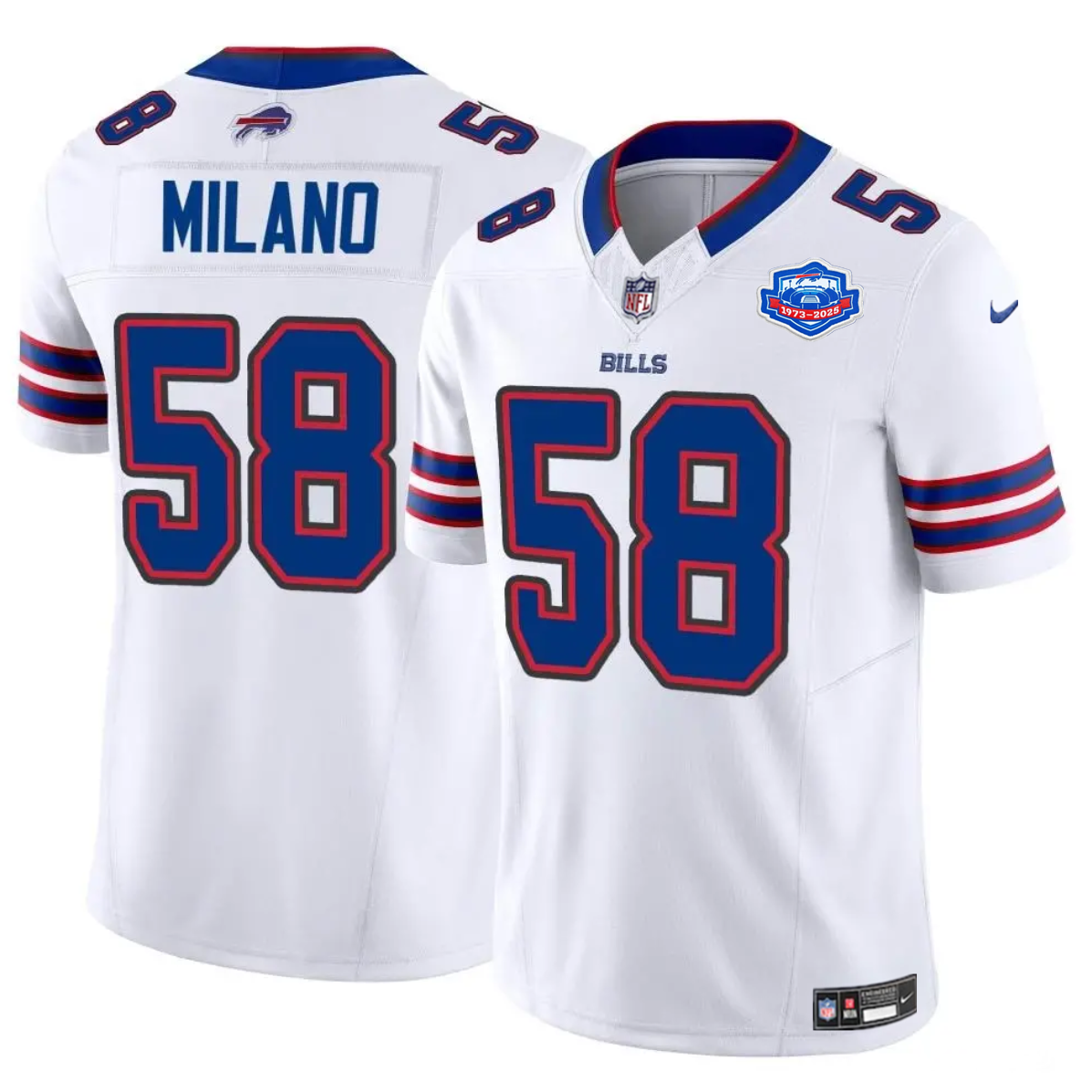 Men's Buffalo Bills #58 Matt Milano Matt Milano White 2025 F.U.S.E. With Farewell Patch Vapor Untouchable Limited Stitched Football Jersey Men's Buffalo Bills #58 Matt Milano Matt Milano White 2025 F.U.S.E. With Farewell Patch Vapor Untouchable Limited Stitched Football Jersey