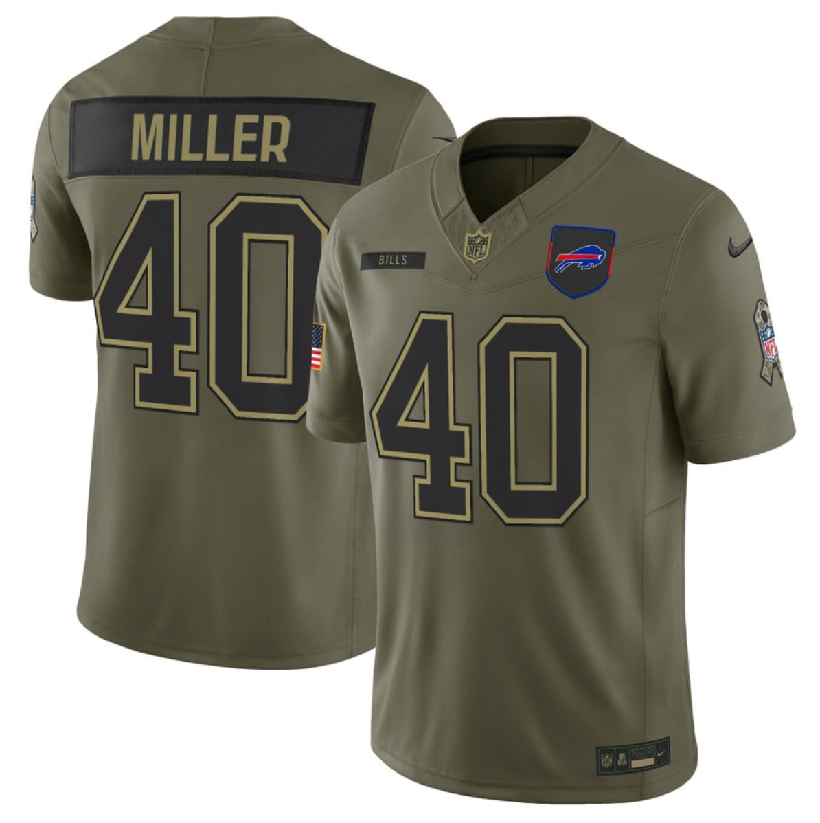 Men's Buffalo Bills #40 Von Miller Olive 2025 F.U.S.E. Salute to Service Limited Stitched Football Jersey Men's Buffalo Bills #40 Von Miller Olive 2025 F.U.S.E. Salute to Service Limited Stitched Football Jersey
