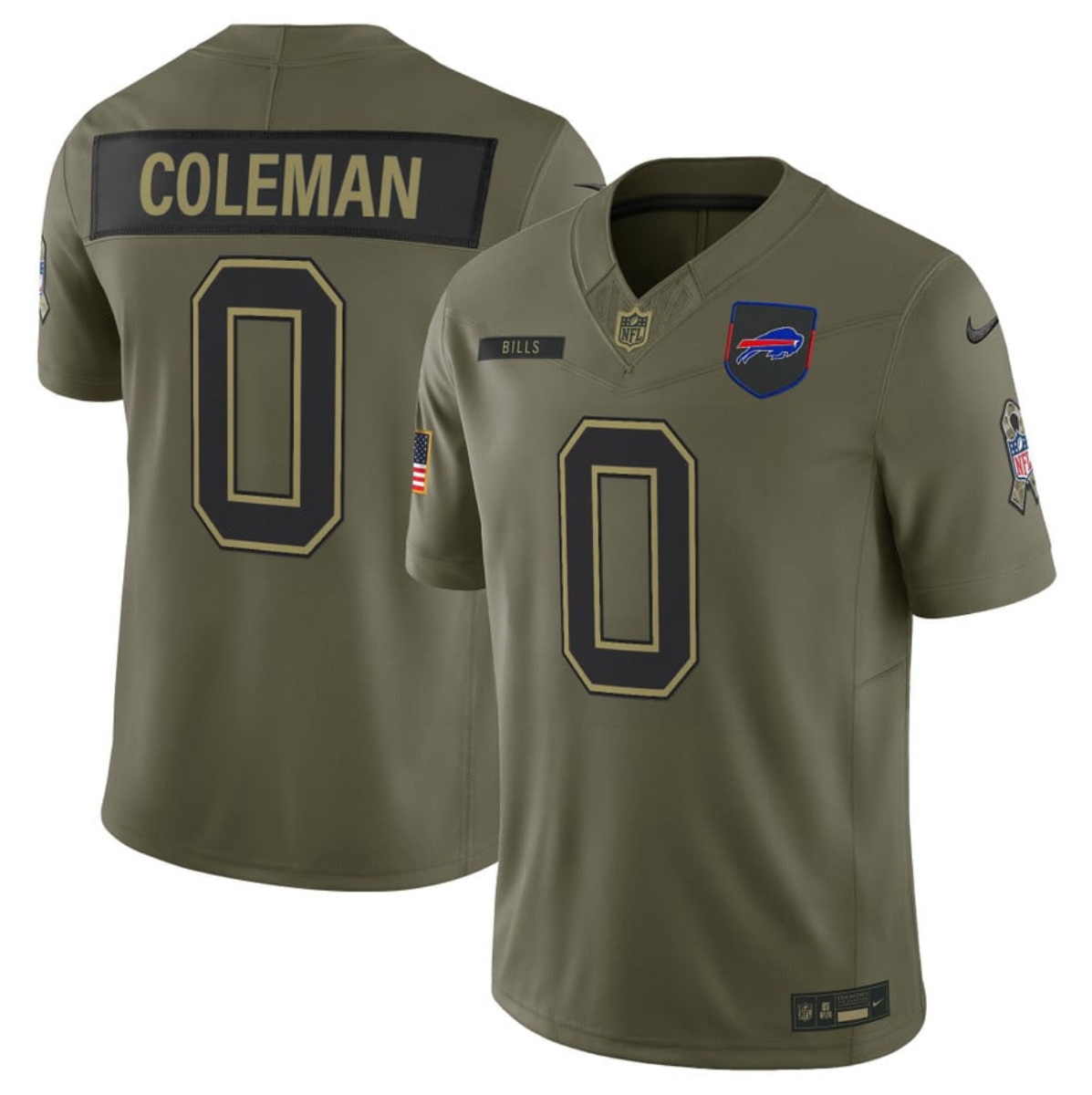 Men's Buffalo Bills #0 Keon Coleman Olive 2025 F.U.S.E. Salute to Service Limited Stitched Football Jersey