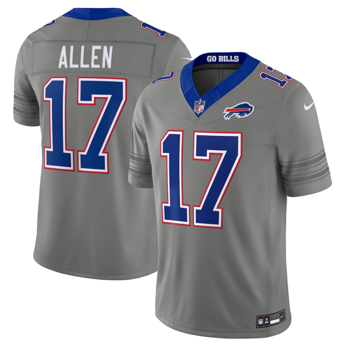 Men's Buffalo Bills #17 Josh Allen Gray F.U.S.E. 2026 Nickel City Vapor Stitched Football Jersey