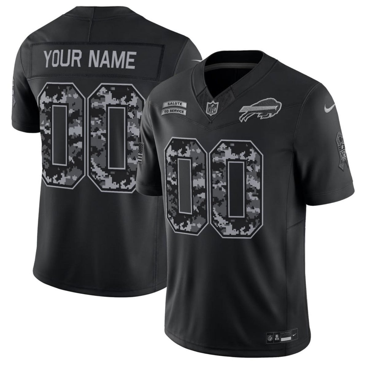 Men's Buffalo Bills Active Player Custom Black F.U.S.E. 2026 Salute to Service Limited Stitched Football Jersey