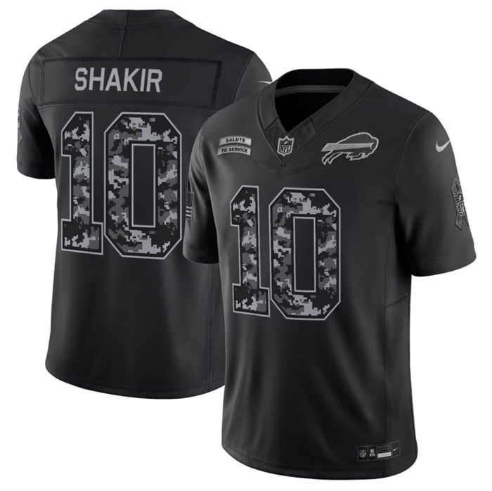 Men's Buffalo Bills #10 Khalil Shakir Black F.U.S.E. 2026 Salute to Service Limited Stitched Football Jersey