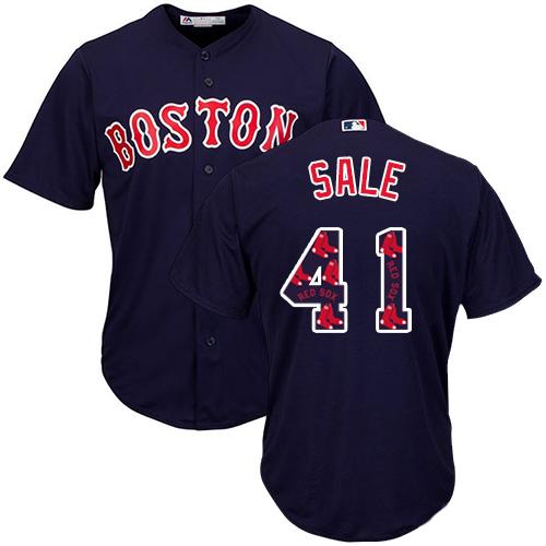 Red Sox #41 Chris Sale Navy Blue Team Logo Fashion Stitched MLB Jersey Red Sox #41 Chris Sale Navy Blue Team Logo Fashion Stitched MLB Jersey