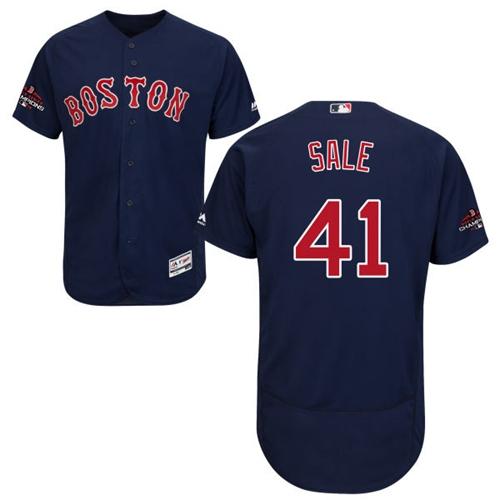 Red Sox #41 Chris Sale Navy Blue Flexbase Authentic Collection 2018 World Series Champions Stitched MLB Jersey Red Sox #41 Chris Sale Navy Blue Flexbase Authentic Collection 2018 World Series Champions Stitched MLB Jersey