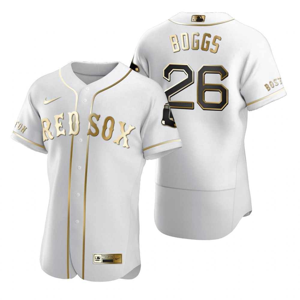 Boston Red Sox #26 Wade Boggs White Nike Men's Authentic Golden Edition MLB Jersey Boston Red Sox #26 Wade Boggs White Nike Men's Authentic Golden Edition MLB Jersey
