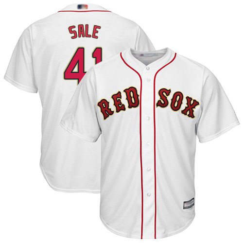Red Sox #41 Chris Sale White 2019 Gold Program Cool Base Stitched MLB Jersey Red Sox #41 Chris Sale White 2019 Gold Program Cool Base Stitched MLB Jersey