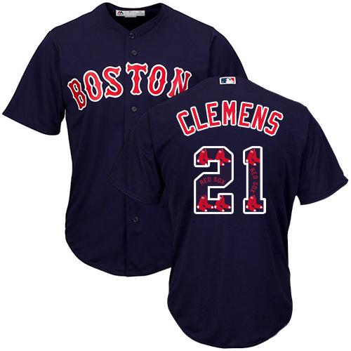 Red Sox #21 Roger Clemens Navy Blue Team Logo Fashion Stitched MLB Jersey Red Sox #21 Roger Clemens Navy Blue Team Logo Fashion Stitched MLB Jersey