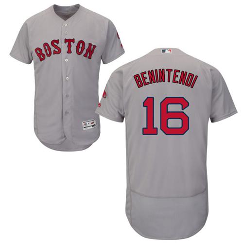 Red Sox #16 Andrew Benintendi Grey Flexbase Authentic Collection Stitched MLB Jersey Red Sox #16 Andrew Benintendi Grey Flexbase Authentic Collection Stitched MLB Jersey