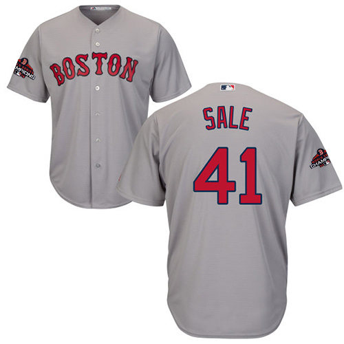 Red Sox #41 Chris Sale Grey New Cool Base 2018 World Series Champions Stitched MLB Jersey Red Sox #41 Chris Sale Grey New Cool Base 2018 World Series Champions Stitched MLB Jersey
