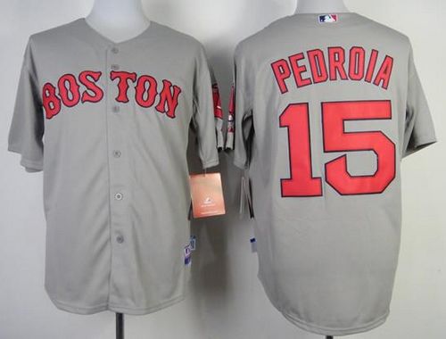 Red Sox #15 Dustin Pedroia Stitched Grey MLB Jersey Red Sox #15 Dustin Pedroia Stitched Grey MLB Jersey