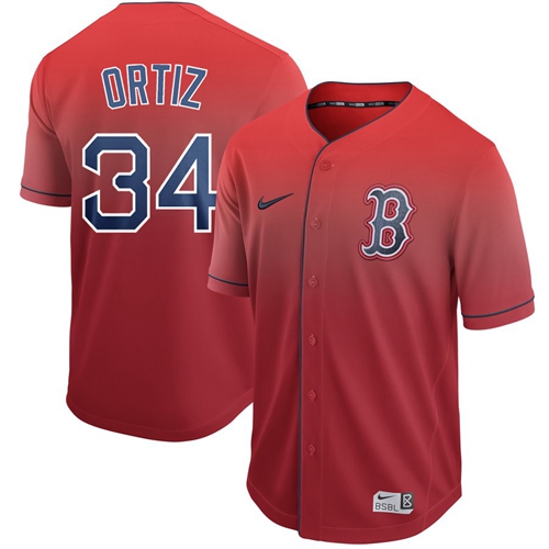 Nike Red Sox #34 David Ortiz Red Fade Authentic Stitched MLB Jersey