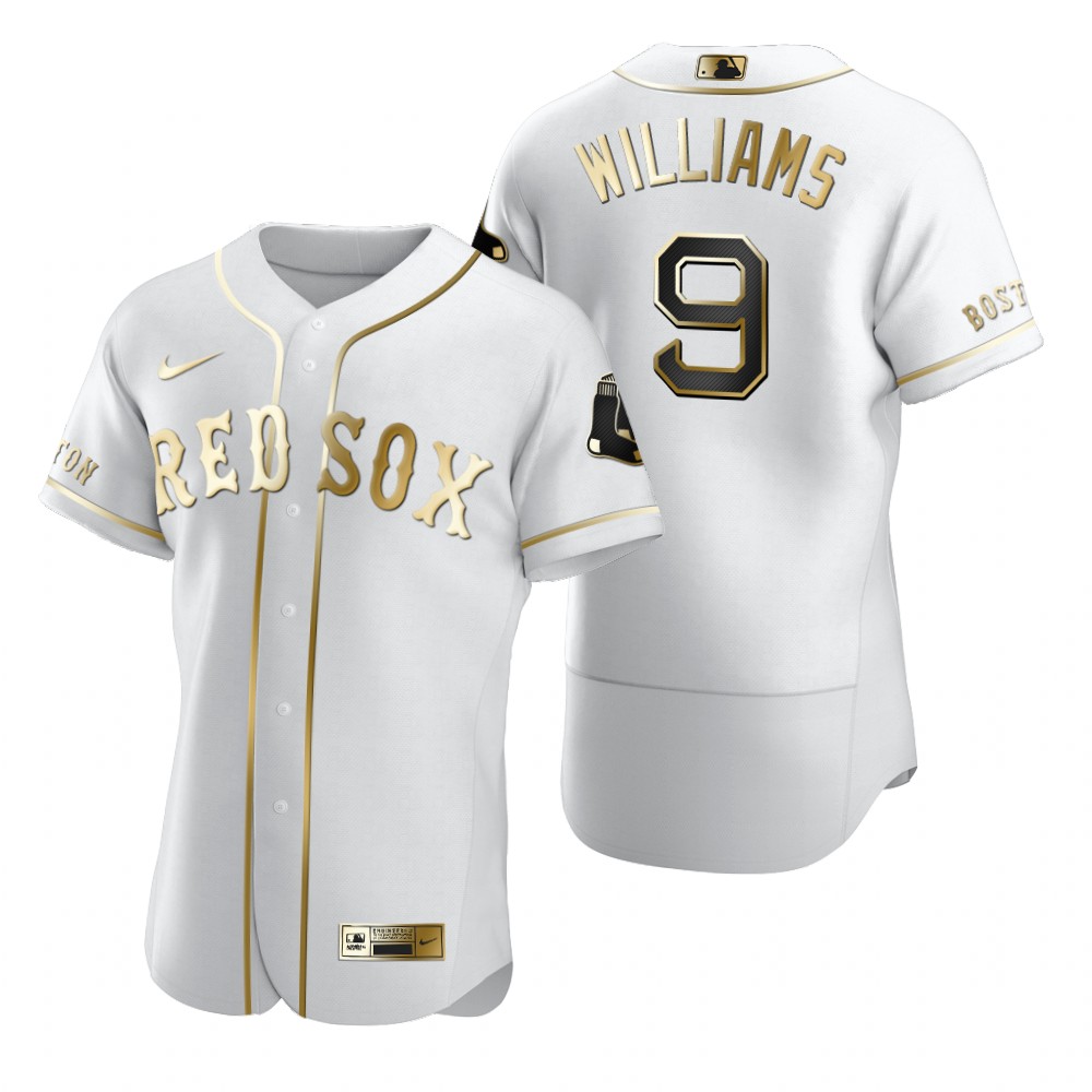 Boston Red Sox #9 Ted Williams White Nike Men's Authentic Golden Edition MLB Jersey Boston Red Sox #9 Ted Williams White Nike Men's Authentic Golden Edition MLB Jersey