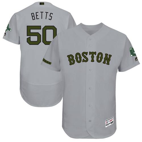 Red Sox #50 Mookie Betts Grey Flexbase Authentic Collection Memorial Day Stitched MLB Jersey Red Sox #50 Mookie Betts Grey Flexbase Authentic Collection Memorial Day Stitched MLB Jersey