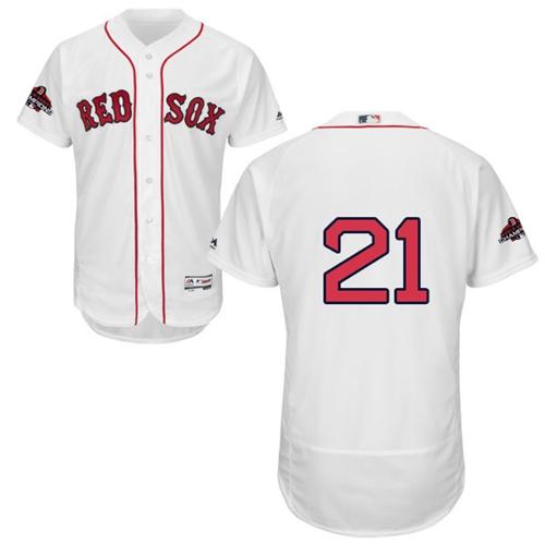 Red Sox #21 Roger Clemens White Flexbase Authentic Collection 2018 World Series Champions Stitched MLB Jersey Red Sox #21 Roger Clemens White Flexbase Authentic Collection 2018 World Series Champions Stitched MLB Jersey